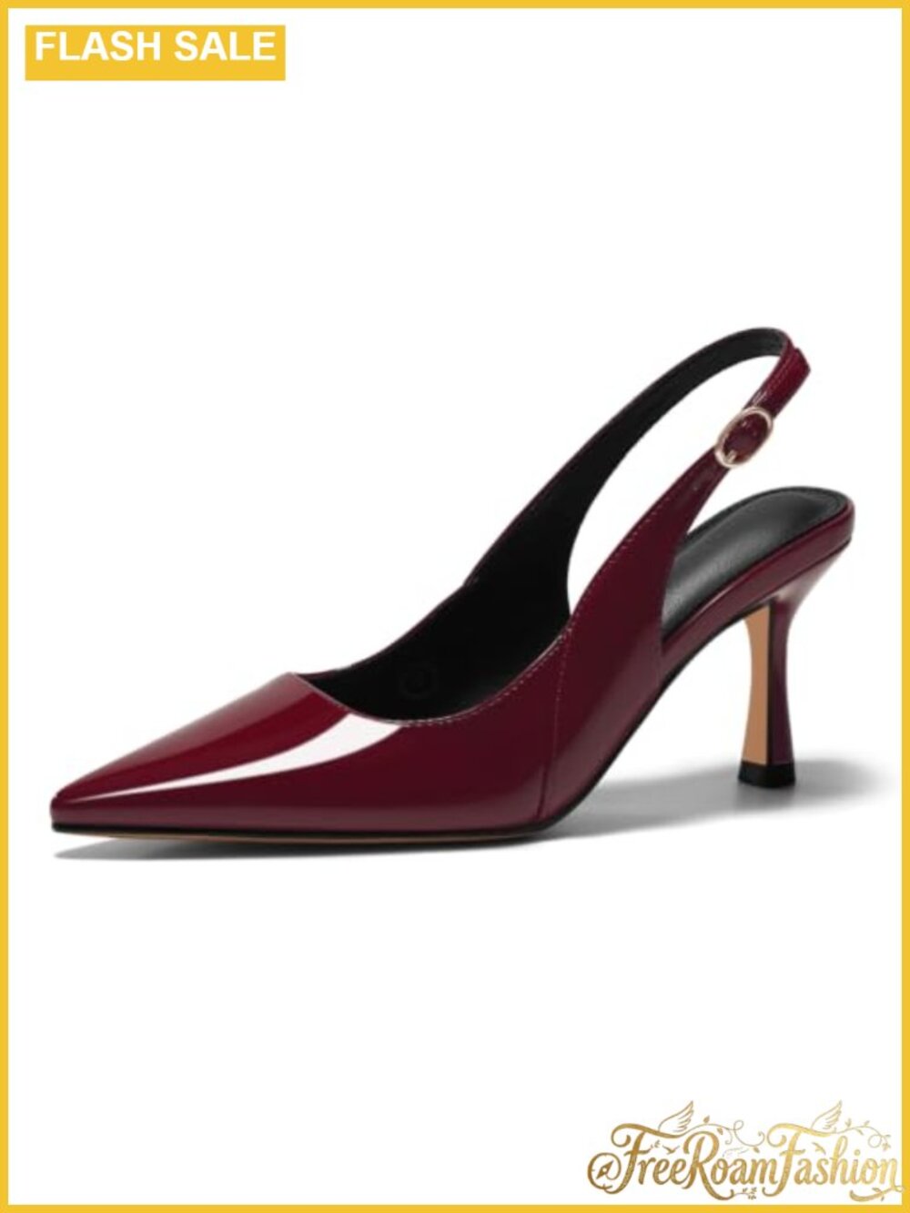 Faux Leather Slingback Kitten Heels Closed Pointed Toe Pumps Office Wedding